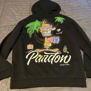 Embroidered Black label Graphic Hoodie Sweater with big hood.